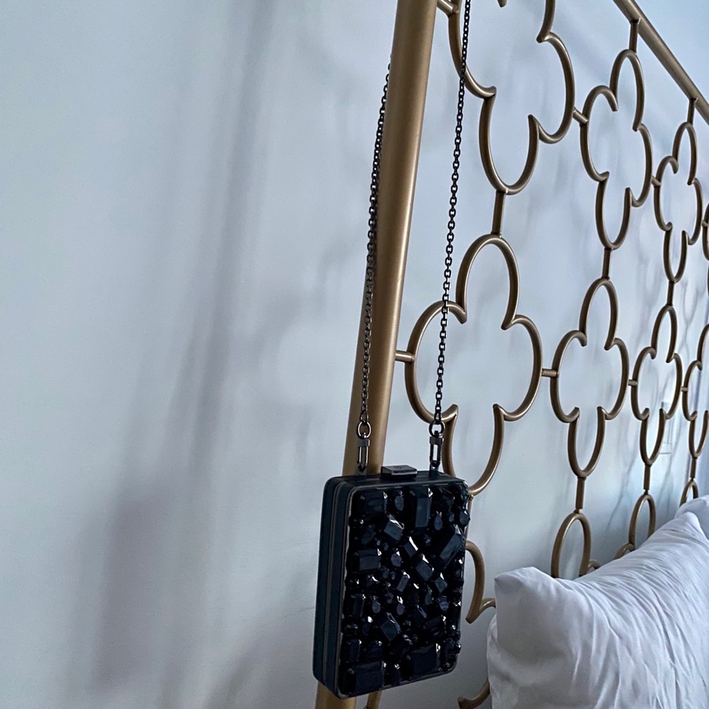 Tory Burch Black Crystal Adele Hardshell Clutch - image 6